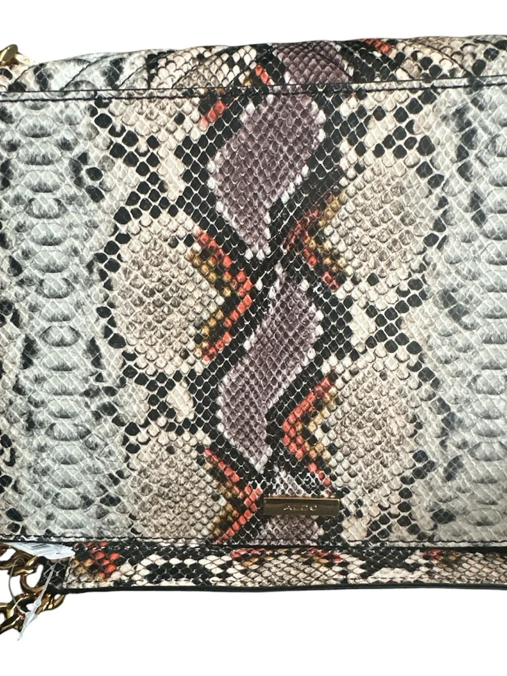 Python-Texture Chain Shoulder Bag in Neutral Multi - Picture 3 of 5